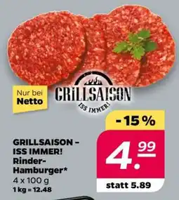 NETTO GRILLSAISON – ISS IMMER! Rinder Hamburger Angebot
