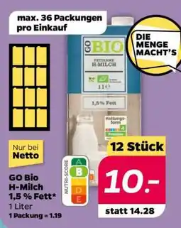 NETTO GO BIO H-Milch 1,5 % Fett Angebot