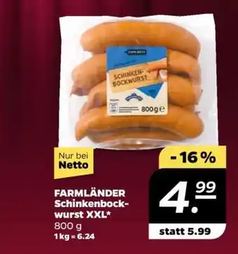 NETTO FARMLÄNDER Schinkenbockwurst XXL Angebot