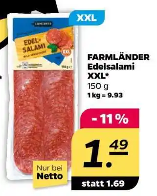 NETTO FARMLÄNDER Edelsalami XXL Angebot