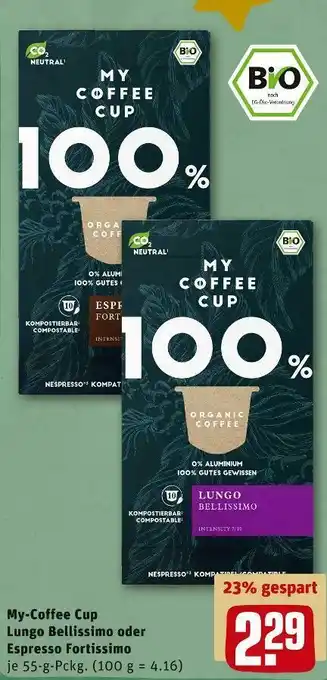 REWE My-coffee cup lungo bellissimo oder espresso fortissimo Angebot