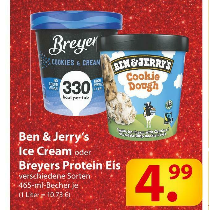 Ben & jerry‘s ice cream oder breyers protein eis Angebot bei Famila