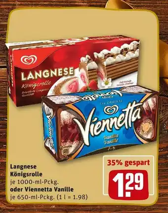 REWE Langnese königsrolle oder viennetta vanille Angebot