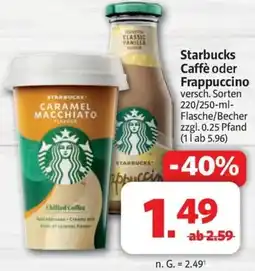 Markant Starbucks Caffè oder Frappuccino Angebot