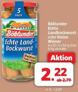 Markant Böklunder Echte Landbockwurst oder kleine Wiener Angebot