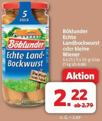 Markant Böklunder Echte Landbockwurst oder kleine Wiener Angebot