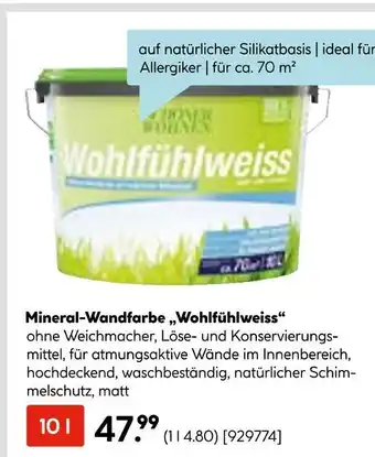 Hellweg Mineral-wandfarbe wohlfühlweiss Angebot