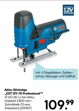 Hellweg Bosch akku-stichsäge gst 12v-70 professional Angebot