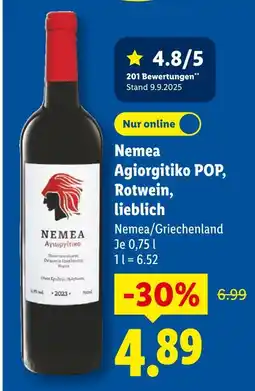 Lidl Nemea nemea agiorgitiko pop, rotwein, lieblich Angebot