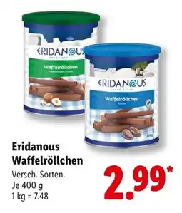 Lidl Eridanous waffelröllchen haselnussgeschmack Angebot