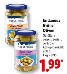 Lidl Eridanous grüne oliven mit mandeln Angebot