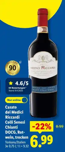 Lidl Medici riccardi casato dei medici riccardi colli senesi chianti docg, rotwein, trocken Angebot