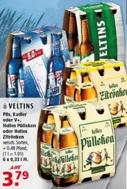 Multi Markt VELTINS Pils, Radler oder V+, Helles Pülleken oder Helles Zitronken Angebot
