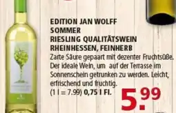 Multi Markt Edition jan wolff sommer riesling qualitätswein rheinhessen, feinherb Angebot