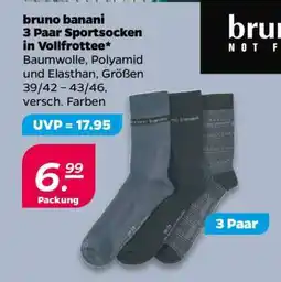 NETTO bruno banani 3 Paar Sportsocken in Vollfrottee Angebot
