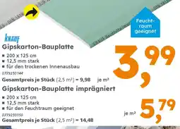 Globus Baumarkt KNAUF Gipskarton-Bauplatte imprägniert Angebot