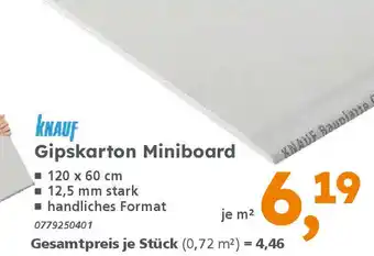 Globus Baumarkt KNAUF Gipskarton Miniboard Angebot