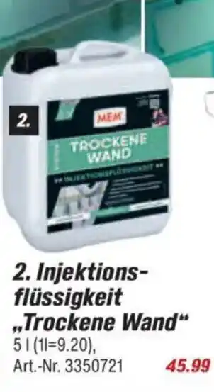 toom Baumarkt MEM 2. Injektionsflüssigkeit „Trockene Wand" Angebot