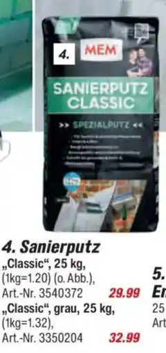 toom Baumarkt MEM Sanierputz ,,Classic", Angebot