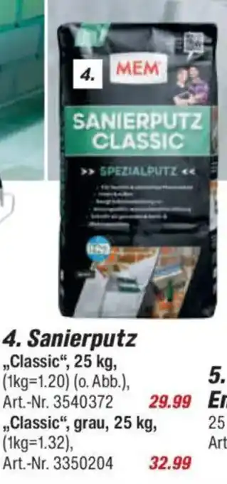 toom Baumarkt MEM Sanierputz ,,Classic", Angebot