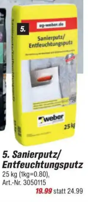 toom Baumarkt weber Sanierputz/Entfeuchtungsputz Angebot