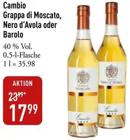 Galeria Markthalle Cambio Grappa di Moscato, Nero d'Avola oder Barolo Angebot