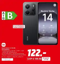 MediaMarkt Xiaomi redmi note 14 128 gb smartphone Angebot