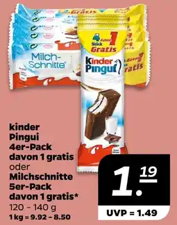 NETTO Kinder pingui 4er-pack davon 1 gratis oder milchschnitte 5er-pack davon 1 gratis Angebot
