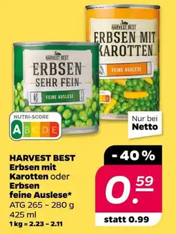 NETTO Harvest best erbsen mit karotten oder erbsen feine auslese Angebot