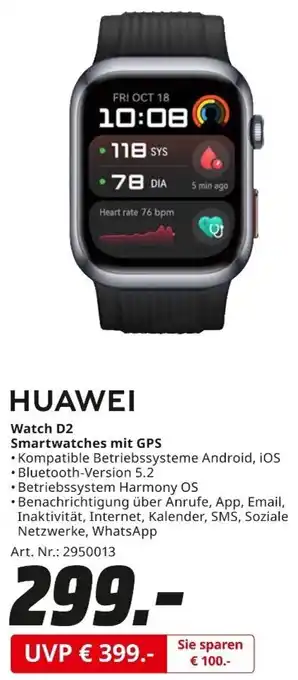 MediaMarkt HUAWEI Watch D2 Smartwatches mit GPS Angebot