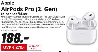 MediaMarkt Apple AirPods Pro (2. Gen) In-ear Kopfhörer Angebot