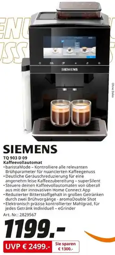 MediaMarkt SIEMENS TQ 903 D 09 Kaffeevollautomat Angebot