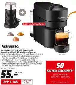 MediaMarkt NESPRESSO Vertuo Pop ENV90.B inkl. Aeroccino 3 Kapselmaschine inkl. Milchaufschäumer Angebot