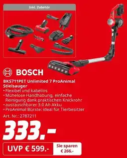 MediaMarkt BOSCH BKS711PET Unlimited 7 ProAnimal Stielsauger Angebot