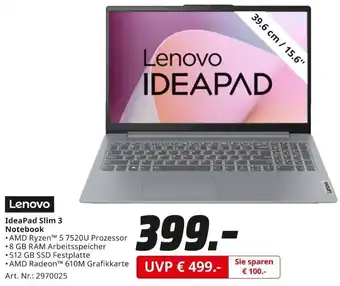MediaMarkt Lenovo IdeaPad Slim 3 Notebook Angebot