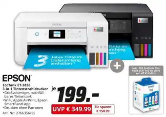 MediaMarkt EPSON EcoTank ET-2856 3-in-1 Tintenstrahldrucker Angebot