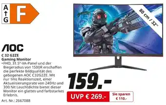 MediaMarkt AOC C 32 G2ZE Gaming Monitor Angebot