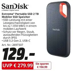 MediaMarkt SanDisk Extreme Portable SSD 2 TB Mobiler SSD Speicher Angebot