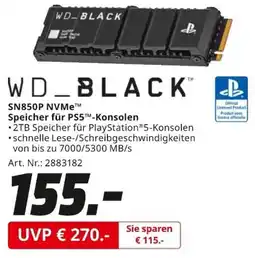 MediaMarkt WD BLACK SN850P NVMe Speicher für PS5 Konsolen Angebot