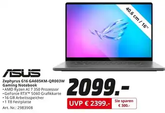 MediaMarkt ASUS Zephyrus G16 GA605KM-QR003W Gaming Notebook Angebot