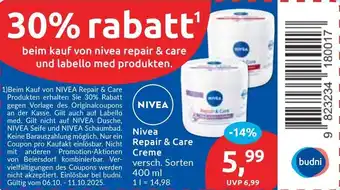 Budni Nivea Repair & Care Creme Angebot