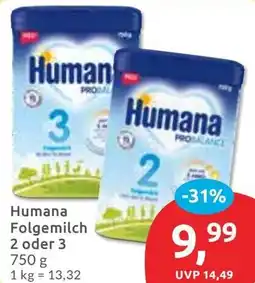 Budni Humana Folgemilch 2 oder 3 Angebot