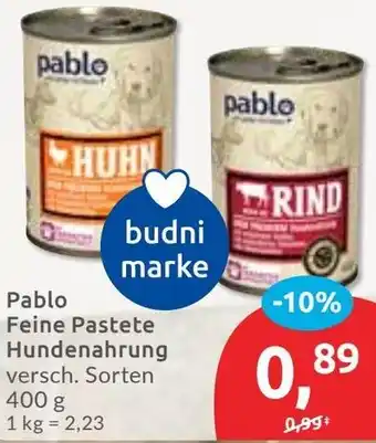 Budni Pablo Feine Pastete Hundenahrung Angebot