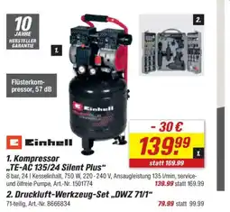 toom Baumarkt Einhell 1. Kompressor ,,TE-AC 135/24 Silent Plus" Angebot