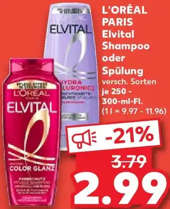 Kaufland L'ORÉAL PARIS Elvital Shampoo oder Spülung Angebot