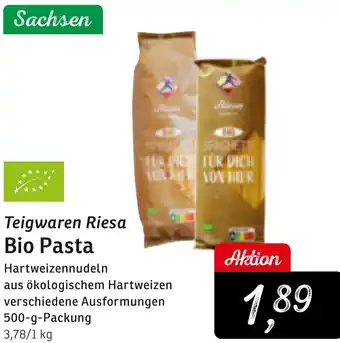 KONSUM Teigwaren Riesa Bio Pasta Angebot
