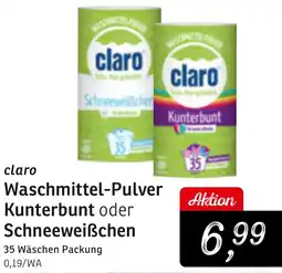 KONSUM claro Waschmittel-Pulver Kunterbunt oder Schneeweißchen Angebot