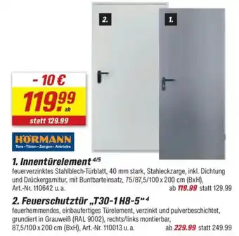 toom Baumarkt HORMANN 2. Feuerschutztür,,T30-1 H8-5" Angebot