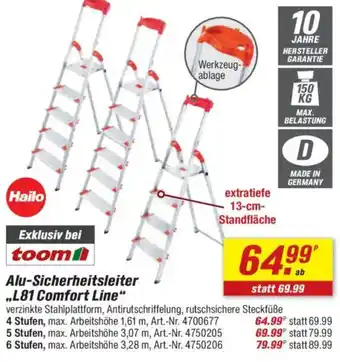 toom Baumarkt Hailo Alu-Sicherheitsleiter ,,L81 Comfort Line" Angebot