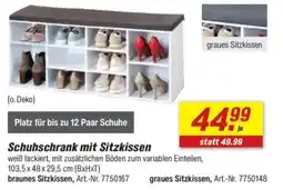 toom Baumarkt Schuhschrank mit Sitzkissen Angebot